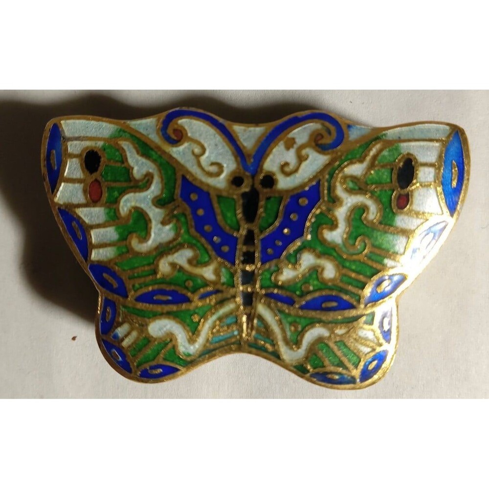Vintage Cloisonne Butterfly Shaped Trinket Box